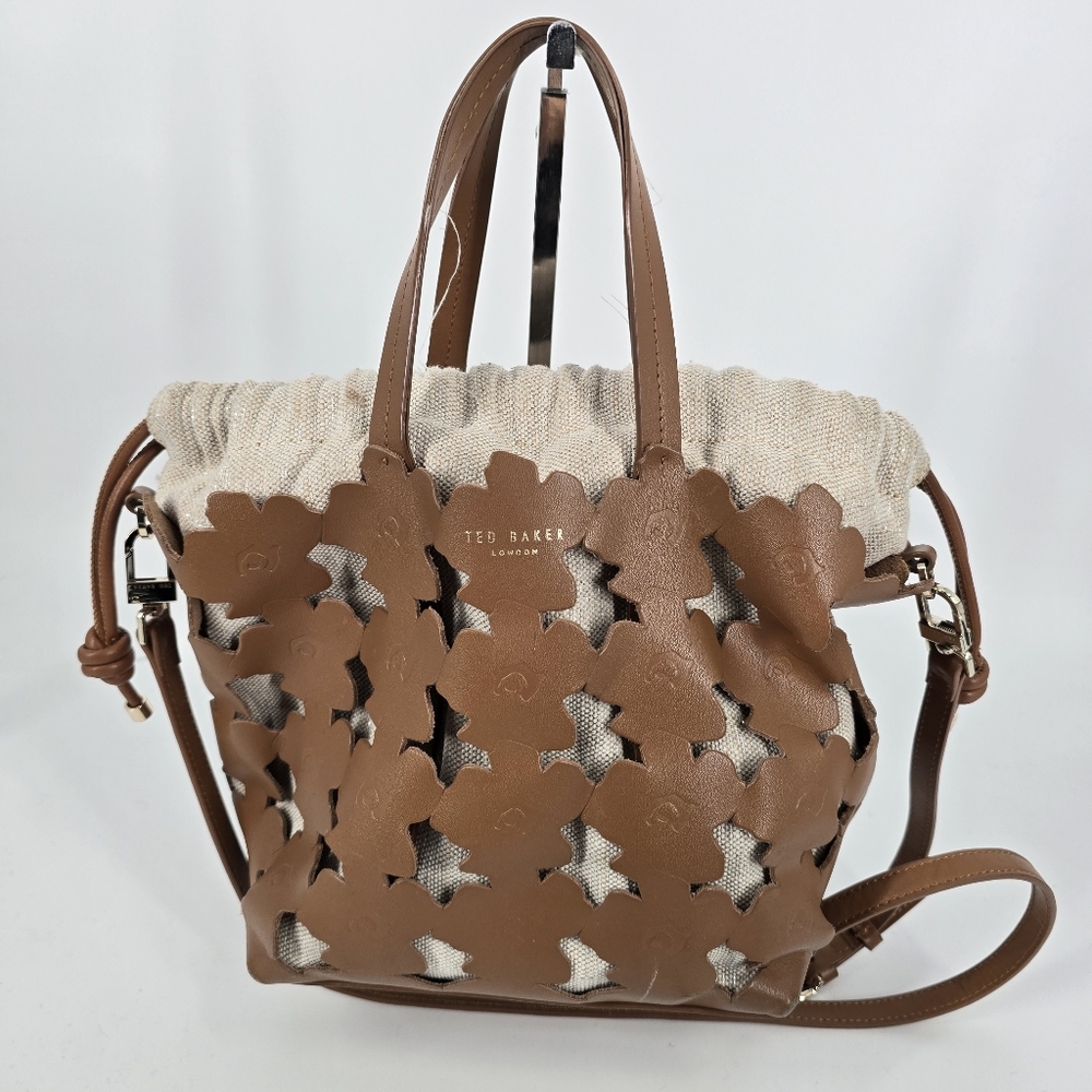 Ted Baker Florene Floral Laser Cut Mini Tote Bag Brown Crossbody